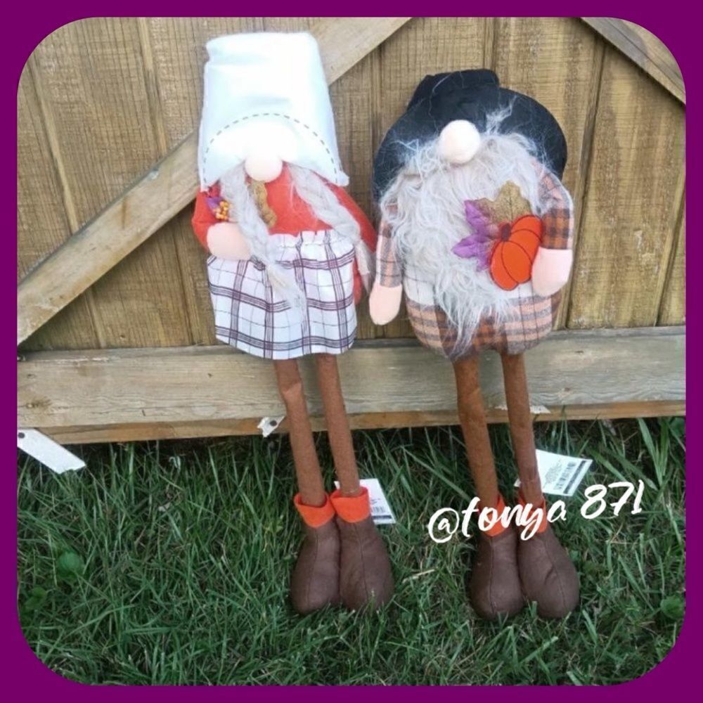 🦋 New Harvest 24” Tall Old Woman and Man Gnomes, Set of 2